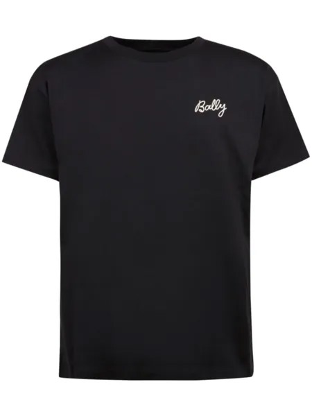 Bally футболка из органического хлопка с вышитым логотипом, черный