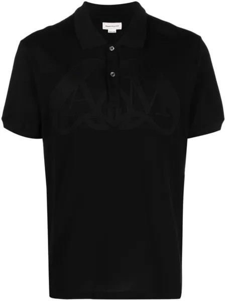 Alexander McQueen рубашка поло с вышитым логотипом, черный
