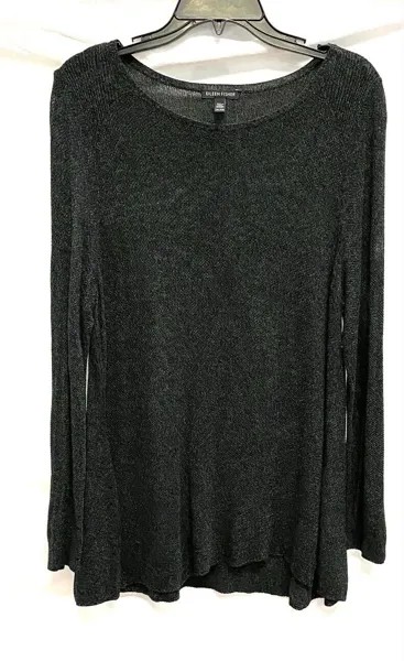 EILEEN FISHER Темно-серый меланжевый легкий вязаный свитер-блузка Топ XL = 18