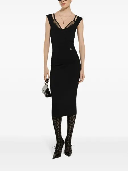 Dolce & Gabbana многослойное платье миди, черный