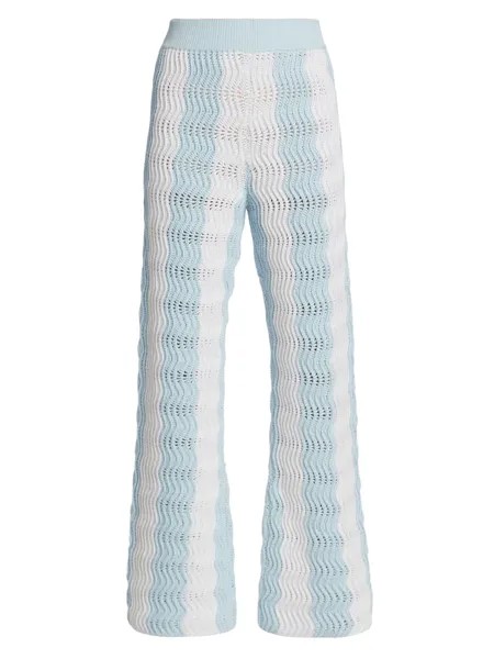 Вязаные волнистые расклешенные брюки крючком Casablanca, синий