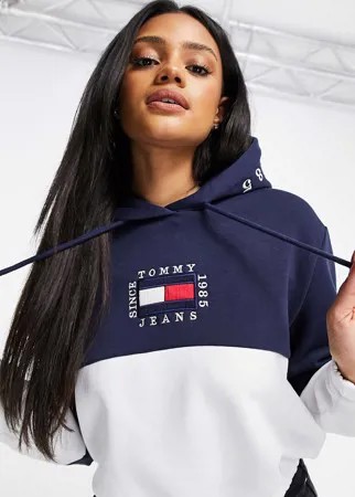 Худи белого и темно-синего цвета в стиле колор блок Tommy Jeans-Многоцветный