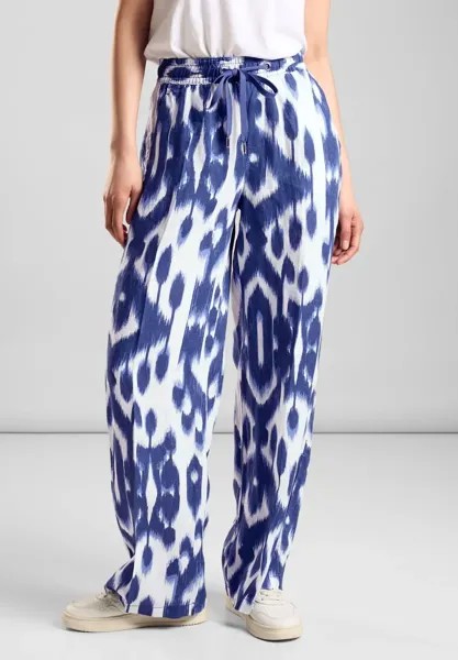 Тканевые брюки STREET ONE из льна, цвет Deep Water Blue