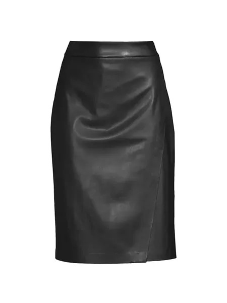Юбка из искусственной кожи Vintage Glam Donna Karan New York, черный
