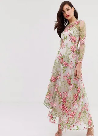 Платье макси с цветочной вышивкой ASOS EDITION-Многоцветный