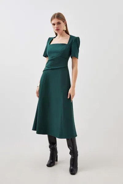 Индивидуальное платье с пышной юбкой и асимметричной деталью из структурированного крепа Karen Millen, зеленый