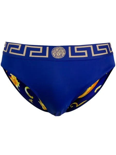 Versace плавки с принтом Greca, синий
