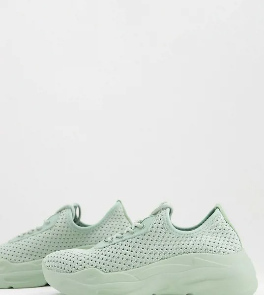 Мятные трикотажные кроссовки со шнуровкой на массивной подошве для широкой стопы ASOS DESIGN Denmark-Зеленый цвет