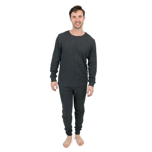 Мужская хлопковая пижама из двух частей, нейтральный однотонный цвет Leveret, темно-серый