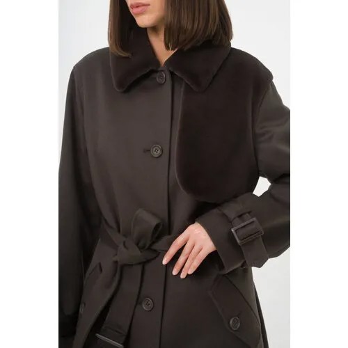 Пальто  EKATERINA ZHDANOVA, демисезон/зима, силуэт прямой, средней длины, размер 44/46/164-172, коричневый