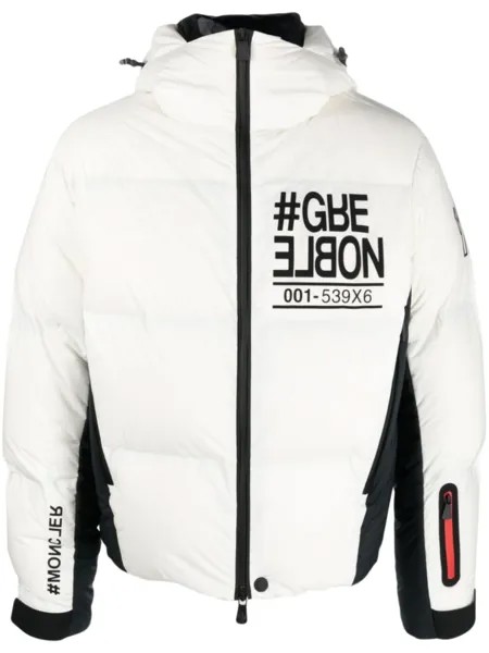 Moncler Grenoble лыжная куртка с логотипом и вставками, белый