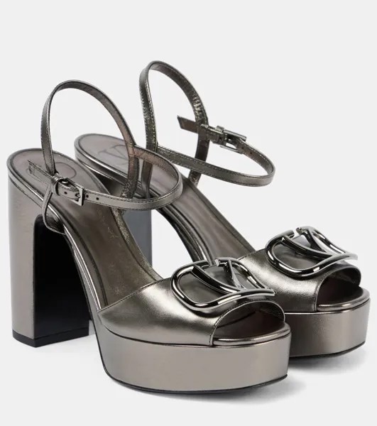 Кожаные босоножки на платформе VLogo Signature Valentino Garavani, цвет antracite