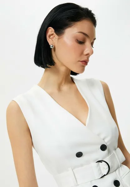 Летнее платье Belted Double Breasted Koton, кремово-белое