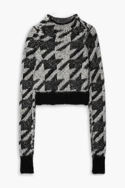 Укороченный свитер Edith вязки интарсия в ломаную клетку Rag & Bone, серый