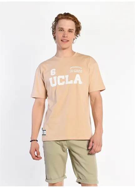 Бежевая мужская футболка с круглым вырезом Ucla
