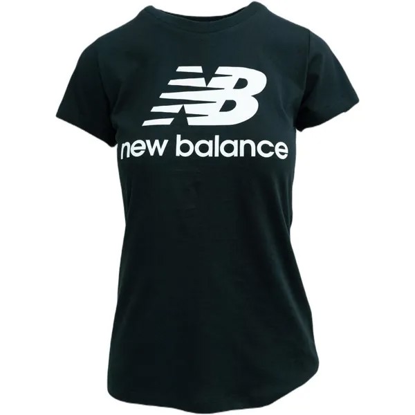 Футболка с коротким рукавом New Balance Essentials Stacked Logo, черная, женская