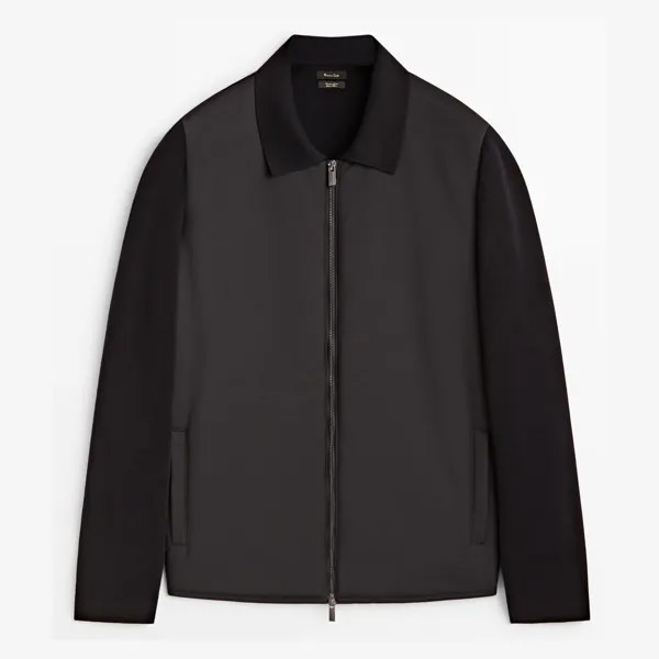 Кардиган Massimo Dutti Knit With Contrast Quilted Fabric, темно-синий