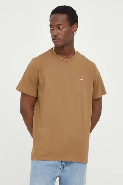 Хлопковая футболка Levi's, коричневый
