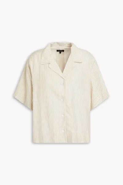 Рубашка оверсайз в полоску из модала и смесового льна Rag & Bone, бежевый