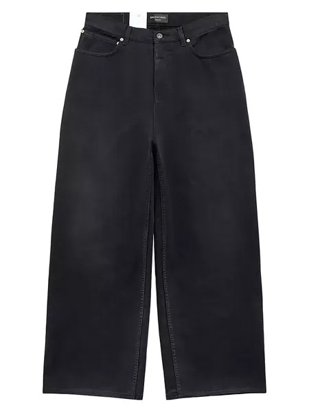 Мешковатые брюки с джинсовой наклейкой размера Balenciaga, черный