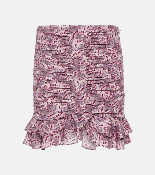 Мини-юбка milendi из смесового шелка с оборками Isabel Marant, розовый