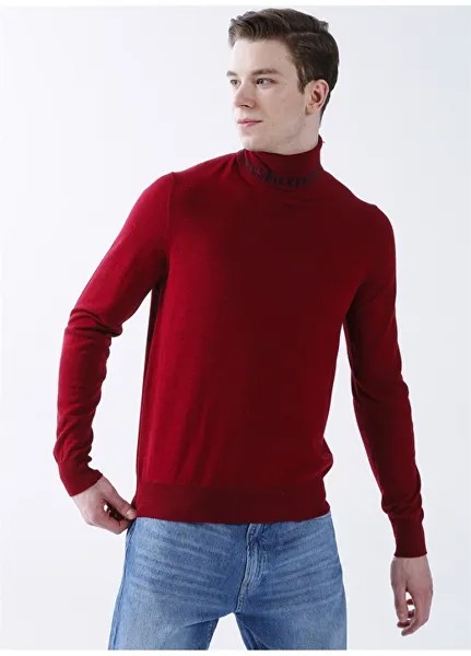 Красный мужской свитер с высоким воротником Bikkembergs