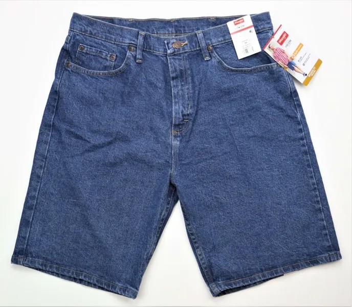 Новые мужские джинсовые шорты Wrangler с 5 карманами синего цвета индиго, мужские размеры 34,36,38