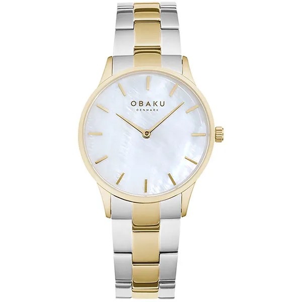Наручные часы женские Obaku V247LXGWSF серебристые/золотистые
