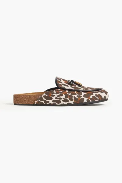 Холщовые мюли Tory Charm с леопардовым принтом Tory Burch, цвет Animal print