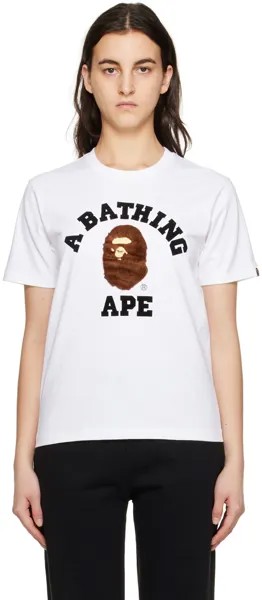 Белая футболка колледжа BAPE