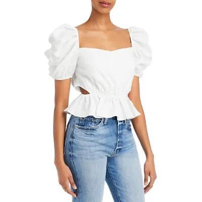 Женская белая укороченная блузка с вырезом WAYF Annalize, топ с баской, рубашка S BHFO 1139