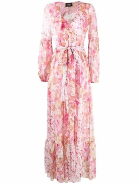 LIU JO платье макси с оборками и цветочным принтом