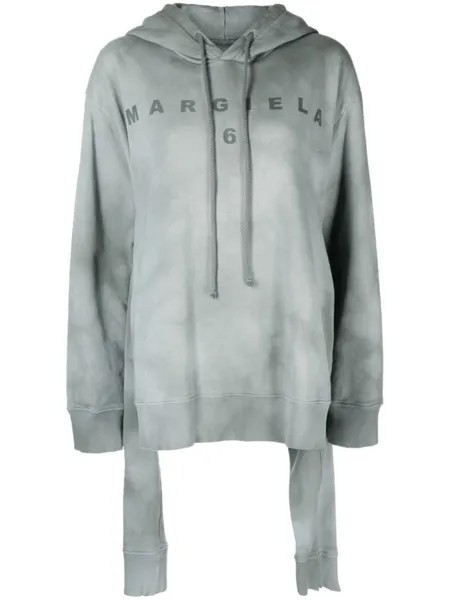 Худи с принтом тай-дай и логотипом MM6 Maison Margiela, зеленый