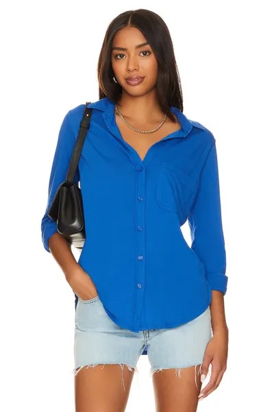Топ Bobi Collared Button Up, цвет Cerulean