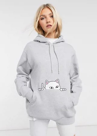 Худи серого цвета RIPNDIP Peeking Nermal-Серый
