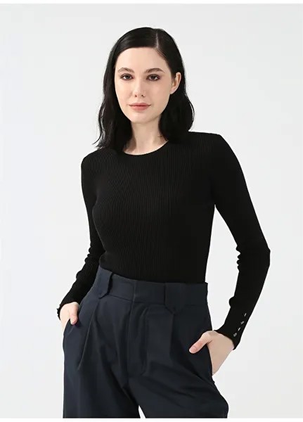 Черный женский свитер с круглым вырезом Pierre Cardin