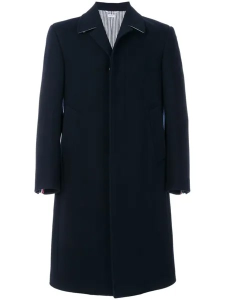 Thom Browne классическое однобортное пальто из шерсти мельтон, синий