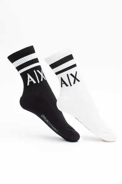 Носки длинные с логотипом - 2 пары Armani Exchange, черный