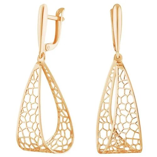 Серьги Ювелир Карат, серебро, 925 проба, золочение, золотой