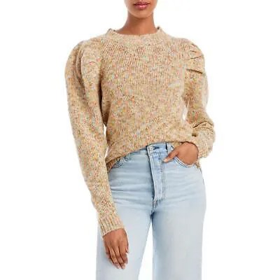 Aqua Womens Tan Marled Puff Sleeve Crewneck Pullover Sweater L BHFO 4288