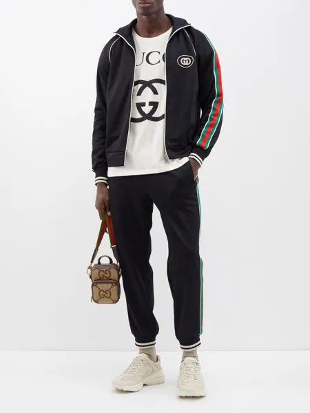 Спортивные брюки из джерси с полосками web Gucci, черный