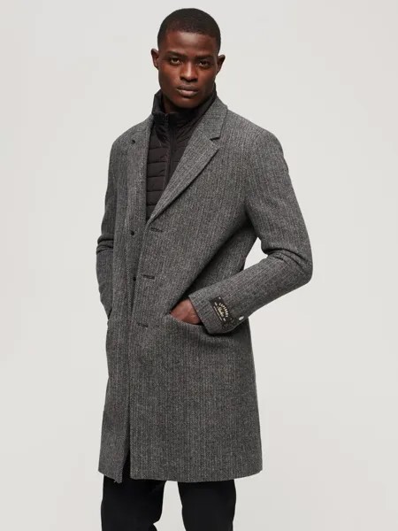 Пальто из смесовой шерсти Superdry, темно-серый