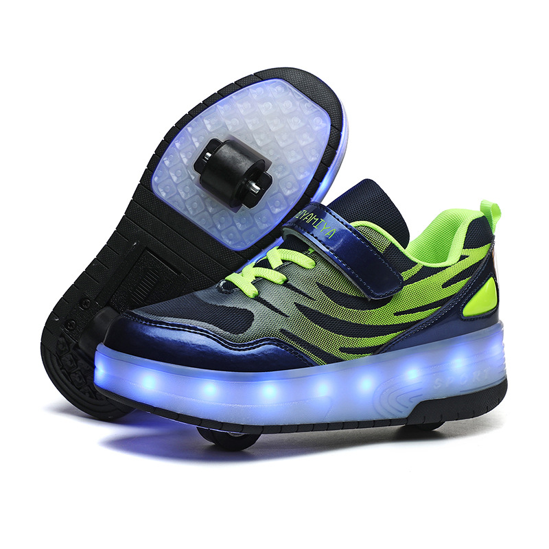 Новейшие кроссовки Heelys со светодиодной подсветкой и двумя колесами для мальчиков и девочек, повседневная обувь для роликовых коньков для м...