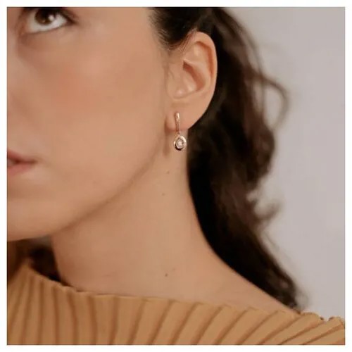 Серьги золото, 585 проба, фианит
