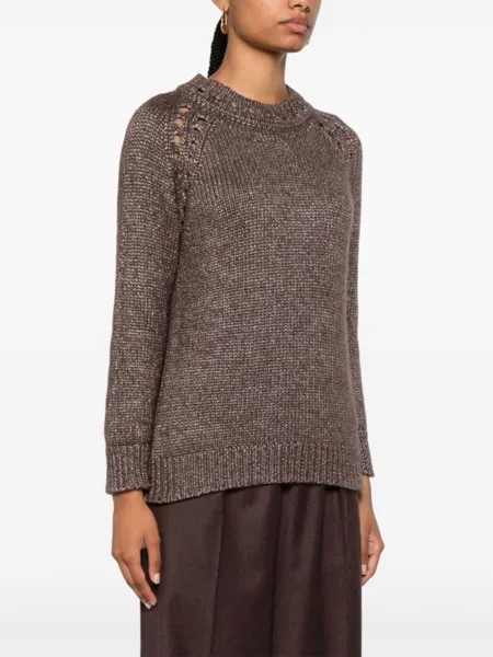 Kiton джемпер ажурной вязки, коричневый