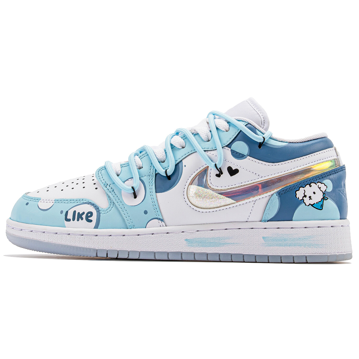 Кроссовки Air Jordan 1 Vintage Basketball Shoes Women's Low-top Blue/white, синий/белый