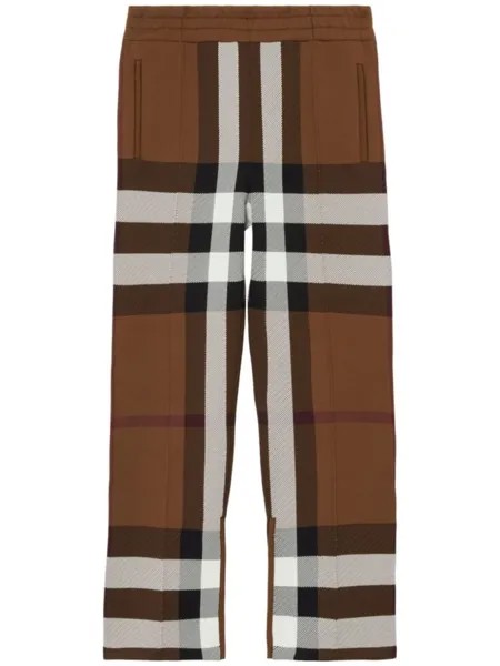 Burberry спортивные брюки в клетку, коричневый