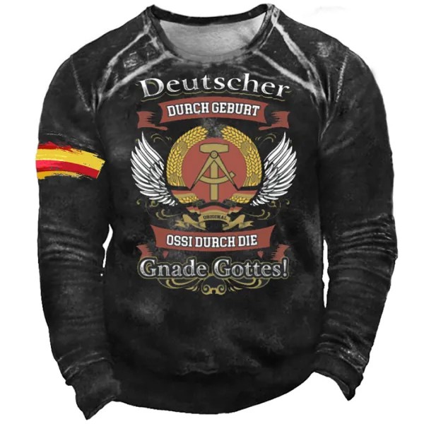 Мужская винтажная толстовка с военным графическим принтом Восточной Германии с винтажным принтом