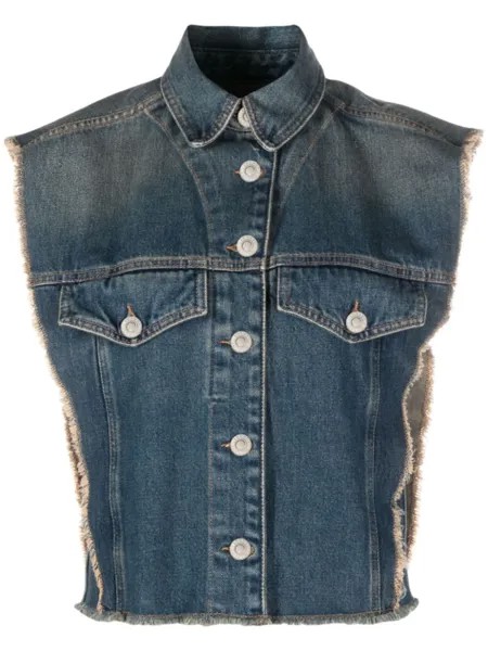 ISABEL MARANT джинсовый жилет Tyra с бахромой, синий