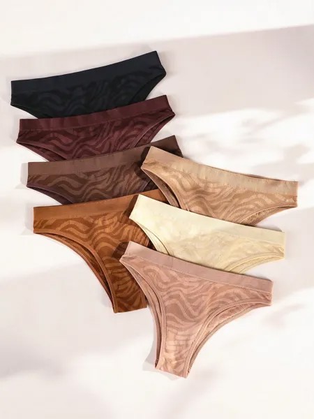 Shein Underwear&Sleepwear Basics Бесшовное нижнее белье, рисунок зебры, 7 шт Shein, мультиколор